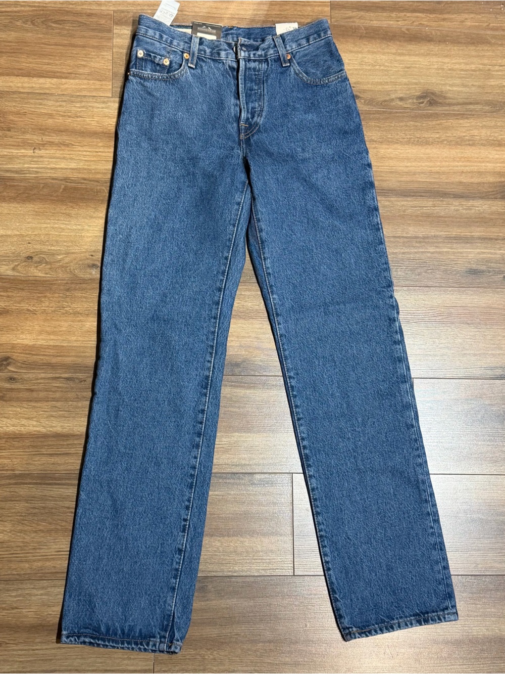 NWT Levi's 501 90’s Medium Blue Denim Jeans with Contrast Stitching